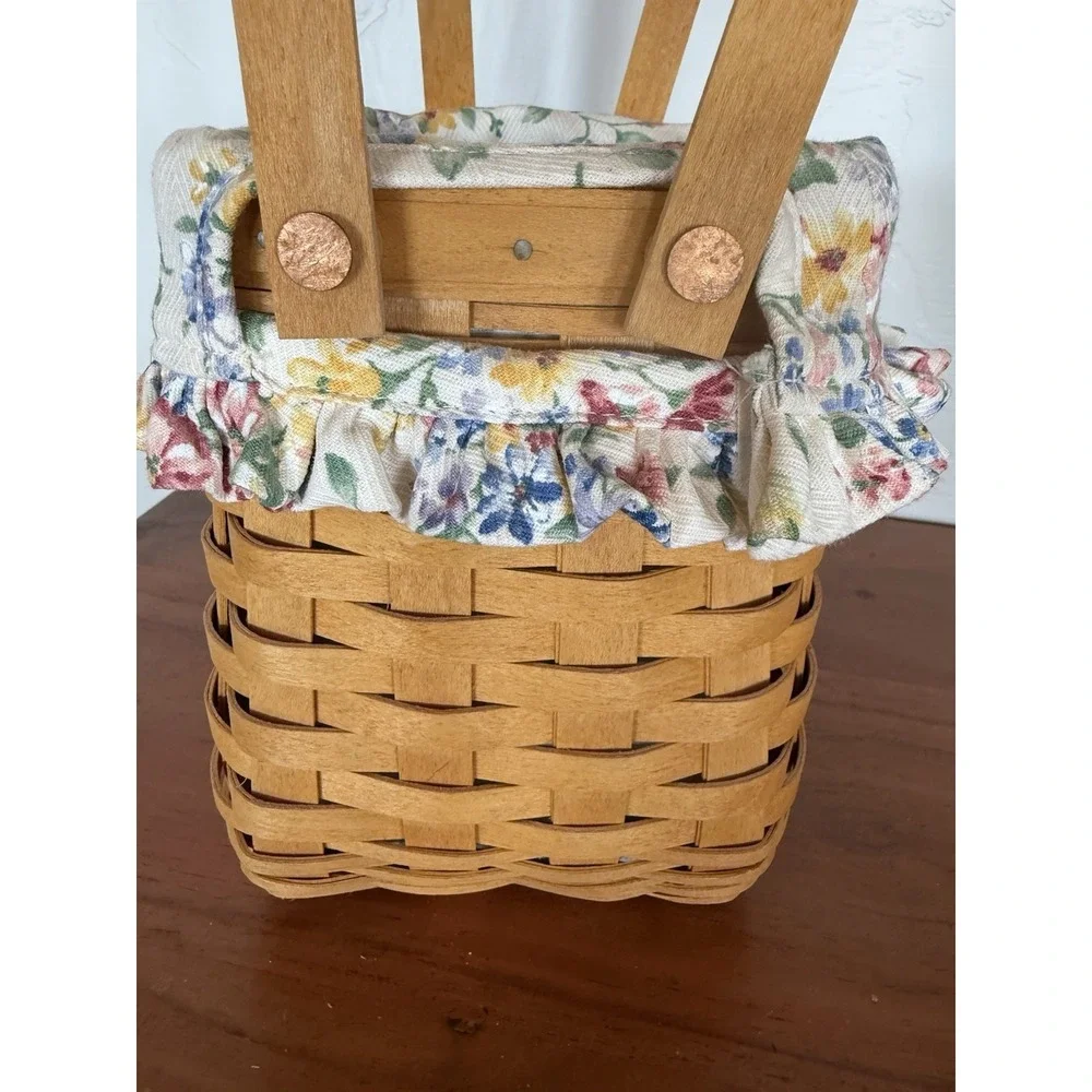 2002 Longaberger TOTE Basket Combo‎ spring floral liner & protector excellent